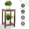 Vintage Carving Art Bamboo Tall Plant Stand Pot Holder Home Side Table End Table
