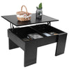 Modern Black Coffee Table Lift Up Top Drawer Desk with Storage Shelf Living Room