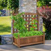 Trough Garden Wooden Planter Box Flower Grow Pot with Trellis Lattice Raised Bed