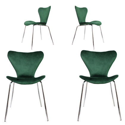 Dining Chairs Set of 4 Velvet Green Padded Seat Stackable Kitchen Home Office