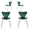 Dining Chairs Set of 4 Velvet Green Padded Seat Stackable Kitchen Home Office