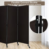 Rolling 4-Panel Room Divider 172cm Folding Privacy Screen Portable Wall Divider