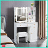 White Dressing Table Set Makeup Desk LED Lights Sliding Mirror 5 Drawers Vanity