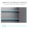 Bathroom Cabinet Cupboard Make-up Storage Shelves with Mirror Double Door Grey