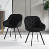 2x Black Rotatable Dining Chairs Velvet Seat Metal Leg Swivel Kitchen Modern