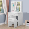 Vanity Dressing Table w/ Mirror Shelf Drawers Storage Stool Dresser Makeup Desk