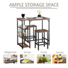 Bar Height Dining Table Set With 2 Stools & Side Shelf 3 Pieces Bar Set