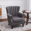 Velvet Linen Occasional Armchair Queen Anne Chair Lounge Oyster Wing Back Sofa