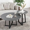 2pcs Industrial Vintage Coffee Table Marble Effect Nesting End Side Table Metal