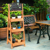 3-Tier Flower Pot Stand Wooden Outdoor Garden Ladder Plant Rack W/ Blackboard
