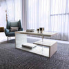 Alaska Modern High Gloss White Coffee Table Rectangle Side Table with RGB LED