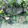 Outdoor Glass Table Patio Garden 105CM Square Table with Parasol Hole MetalFrame