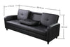 Sofa Bed Faux Leather with Cup holder and Armrests 3 Seater Black Brown Ash Grey