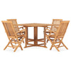 5 Piece Folding Outdoor Dining Set Solid Teak Wood T7A0