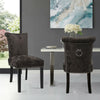 2PCS Crushed Velvet Brown Dining Chairs with Knocker/Ring Back Kitchen Furniture