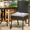 2-Piece Outdoor Dining Chair Set Garden Patio Wicker Chairs with Soft Cushions