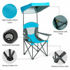 Outdoor Canopy Chair Sunshade Folding Camping Chair W/ Cup Holder & Carrying Bag