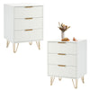 2pcs Bedside Cabinet White Chest of Drawers Bedroom Bedside Table w/ 3 Drawer NS