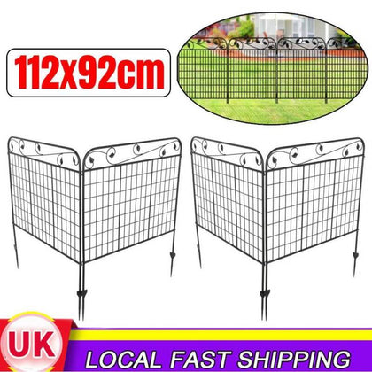 Flexible Garden Lawn Grass Edging Picket Border Panel Iron Wall Fence 112x92cm