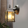 New Black Metal & Glass Outdoor Waterproof Lantern Wall Light Lamp Garden Porch