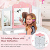 Kids Vanity Table & Stool Set Beauty Makeup Dressing Table Detachable Top Desk
