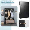 3-in-1 Freestanding Hall Coat Rack Stand Shoe Bench with 5 Hooks and Cabinet