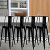 Pack Of 4 Glossy Black High Breakfast Bar Stools Kitchen Counter Metal Pub Chair