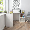 L Shaped Corner Desk Computer Workstation Gaming Study Office Living Room White