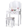 Dressing Table With Drawer Mirror & Stool Set Makeup Desk Vanity Table Bedroom