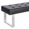 Dining Bench Long Seat Chairs Black Faux PU Leather Lounge Stool Base Steel Home