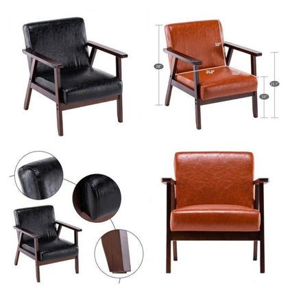 Retro Vintage Leather Armchair Sofa Accent Chair Cafe Seat Bench Bedroom
