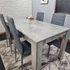 Grey Dining Table And 4 Chairs Dining Room Wood kitchen table and Leather chairs