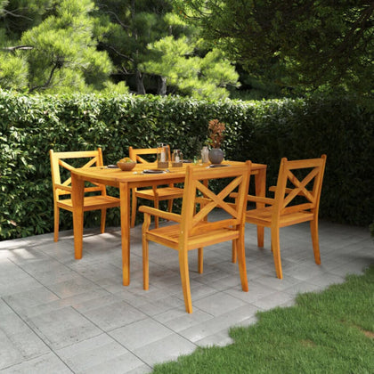 5 Piece Garden Dining Set Solid Wood Acacia R1Y5