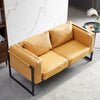 Faux Leather Sofa Armchair Couch Living Room Metal Leg 1/2 Seaters Yellow Brown