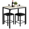 3PCS High Table & Chair Set Bar Kitchen Dining Breakfast Furniture Padded Stools