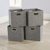 Large Grey Felt Foldable Canvas Storage Folding Box Fabric Cube 4 Piece Set