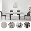 Modern Extendable MDF Wooden Dining Table PU Leather Chair Set For 6-8 Metal Leg