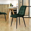 2pcs Velvet Soft Padded Seat Back Dining Chairs Set Lint Fabric Metal Legs Chair