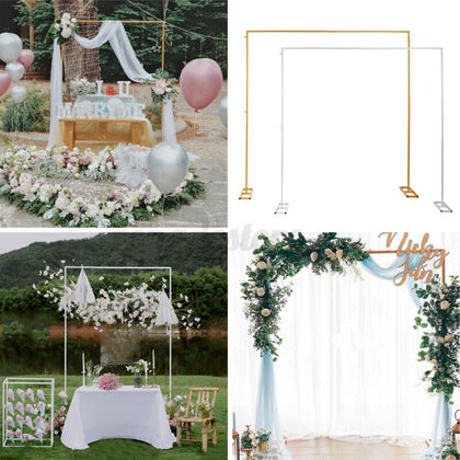 6.6FT Metal Wedding Arch Frame Backdrop Free Standing Flower Balloon Circle Base