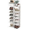 Double Row 7 Tier Shoe Storage Cabinet Wooden Boots Stand Racks Organizers Unit