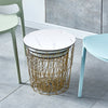Set of 3 Storage Basket Nested Tables Side Table Metal Wire White Marble Effect