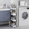 4-Tier Storage Trolley Slim Storage Shelf with Wheels Kitchen Bathroom White