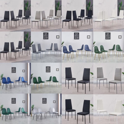 2/4/6pcs Faux Leather Velvet Fabric Dining Chairs Metal Chromed Legs Dining Room