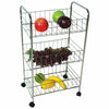 3 TIER STEEL FRUIT VEGETABLE TROLLEY STORAGE RACK WITH WHEELS KITCHEN HEAVY DUTY