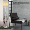 Modern Floor Lamp Standing Light w Wooden Storage Shelf Fabric Shade 220V