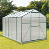 Modern Green UV Safe Garden Greenhouse Aluminium Frame +PE Board w/Sliding Door