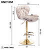 6Pcs Bar Stools Adjustable Height Swivel Velvet Tufted Pub Bar Chairs Beige NS