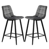 Set of 2 Velvet Bar Stools Breakfast Bar Stool Kitchen Squared Padded Seat New