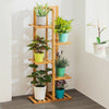 6 Pots Wood Flower Rack Plant Stand Shelves Bonsai Display Shelf Indoor Outdoor