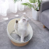 Round Soft Elevated Dog Cat Sofa Bed Couch Pet Bed Wood Base W/ Removed Cushion